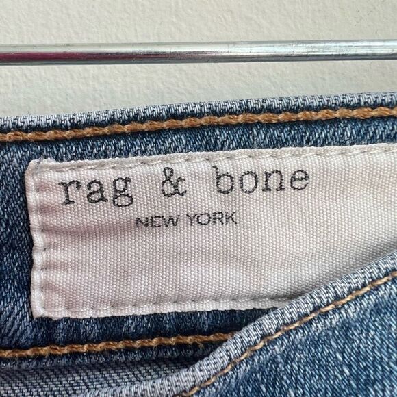 Rag & Bone Women's Fringe Hem Paint Stroke Denim Skinny Jeans Blue Size 25 - Picture 7 of 12